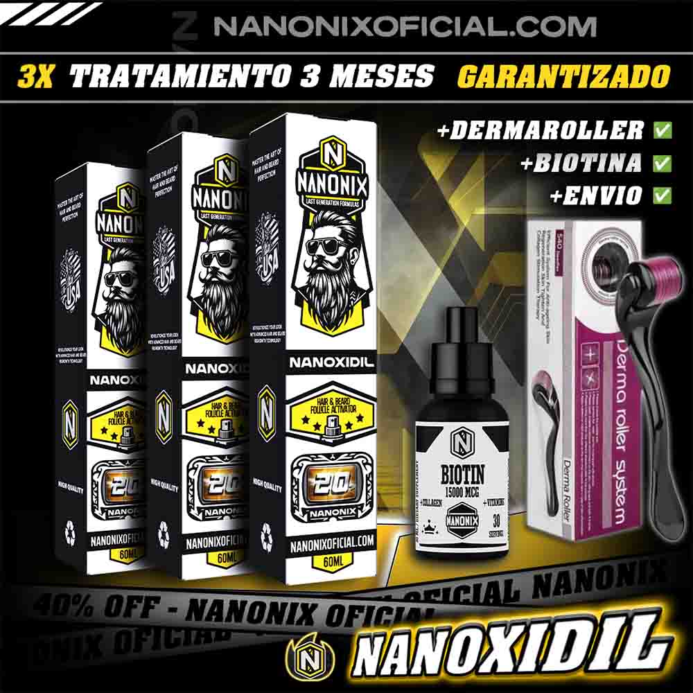 3 NANOXIDIL 20% + DERMAROLLER + BIOTINA