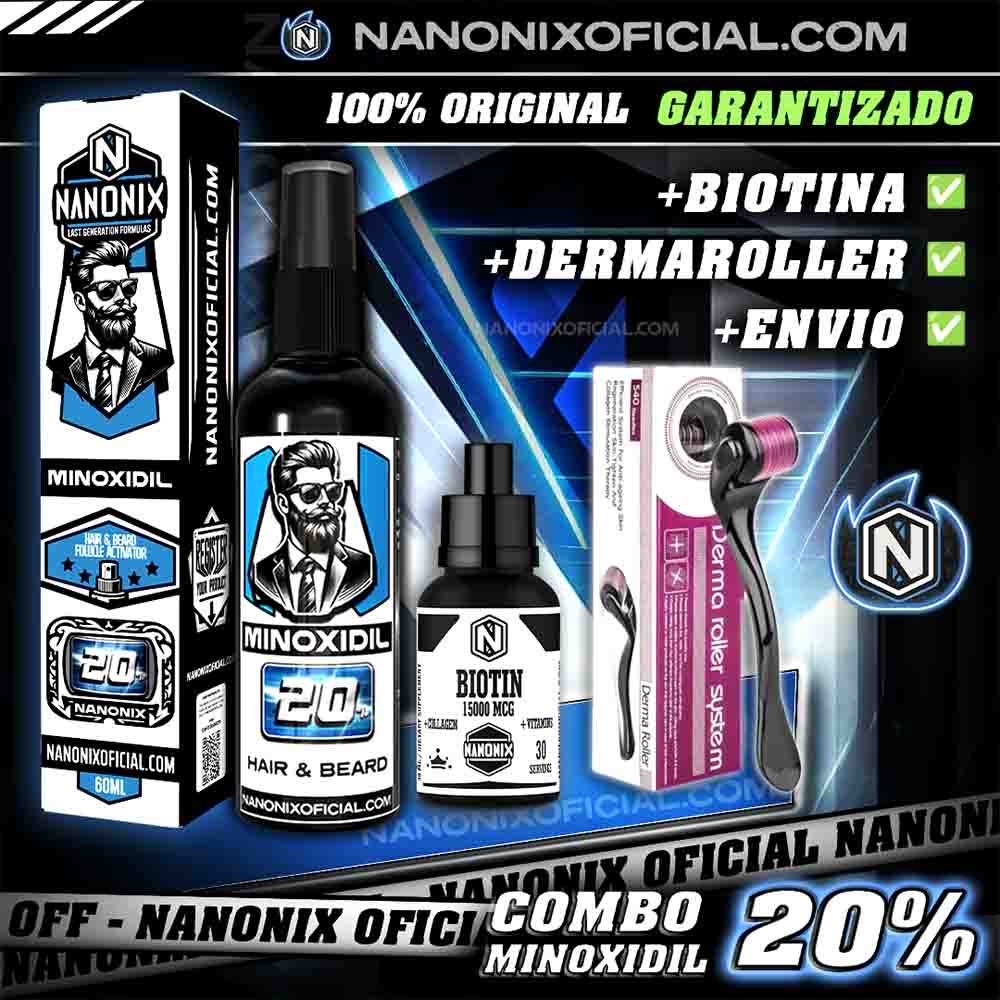 COMBO MINOXIDIL 20% + DERMAROLLER + BIOTINA